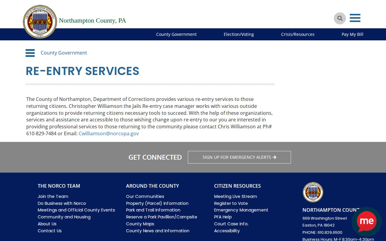Northampton County released inmate reentry services